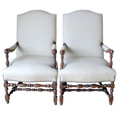 Pair of 18th Century French Walnut Fauteuil
