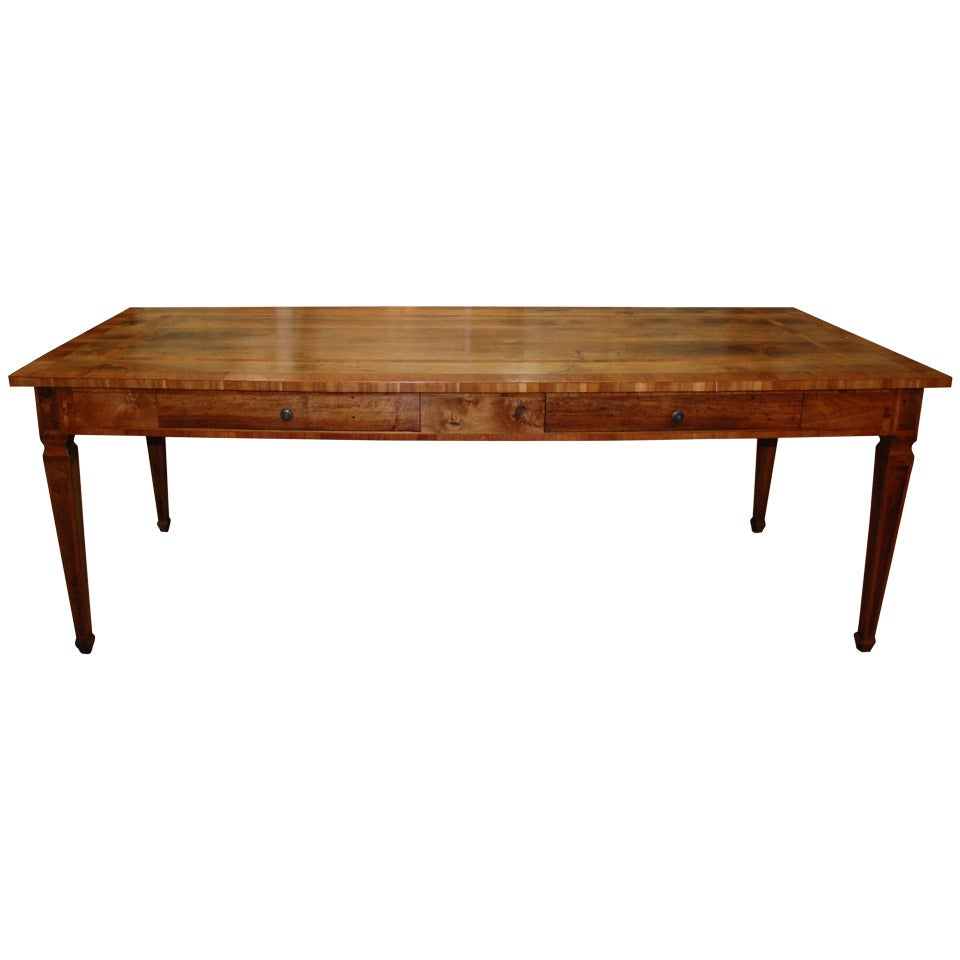 French Walnut and Cherry Library Table