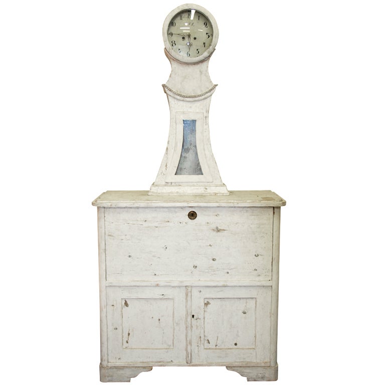 Gustavian Clock Cupboard Secretary For Sale