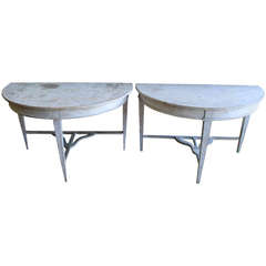 18th Century Pair of Swedish Demi Lune Tables
