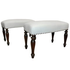 Pair of French 19th Century Walnut Stools