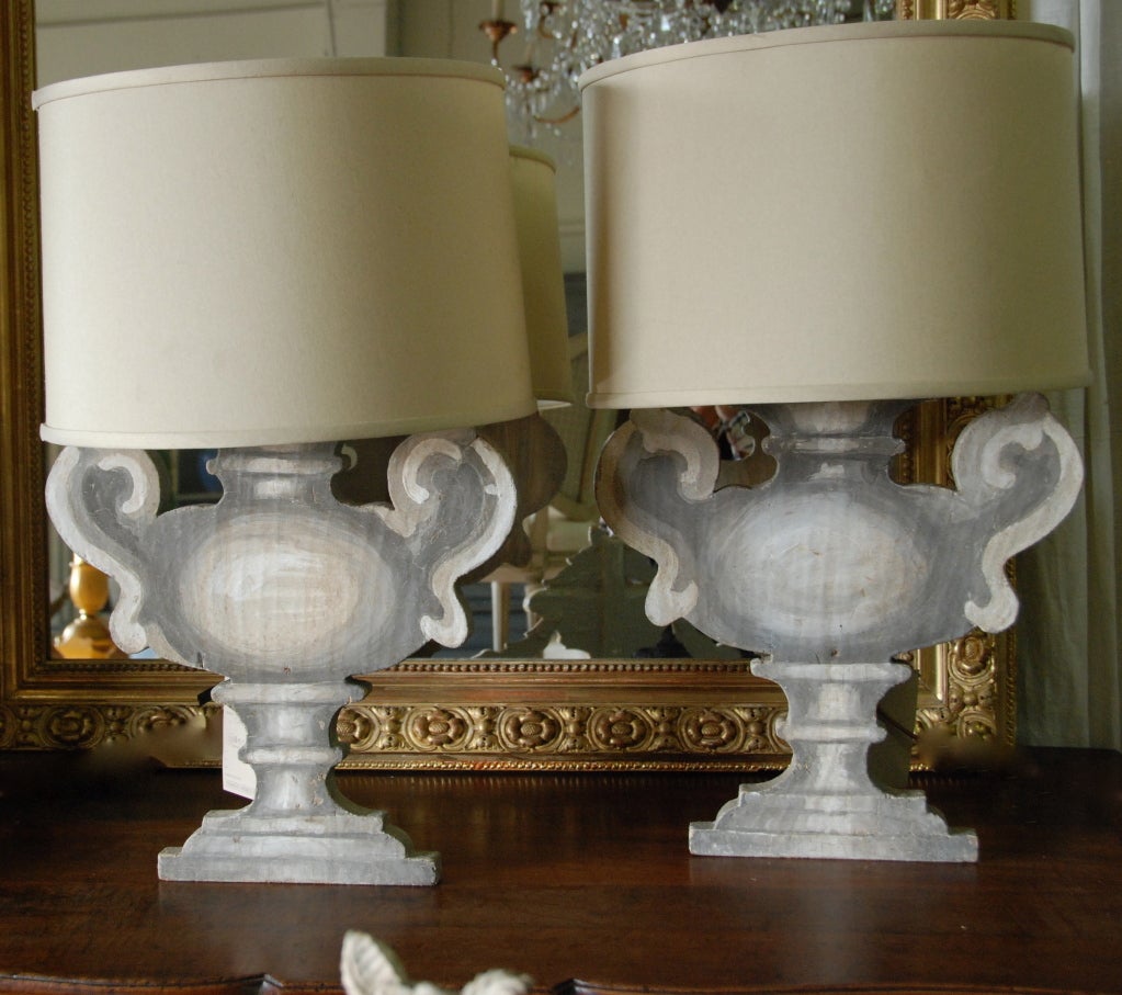 Pair of Italian Porte Luna Wooden Table Lamps