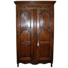 19th Century French Walnut Carved Armoire