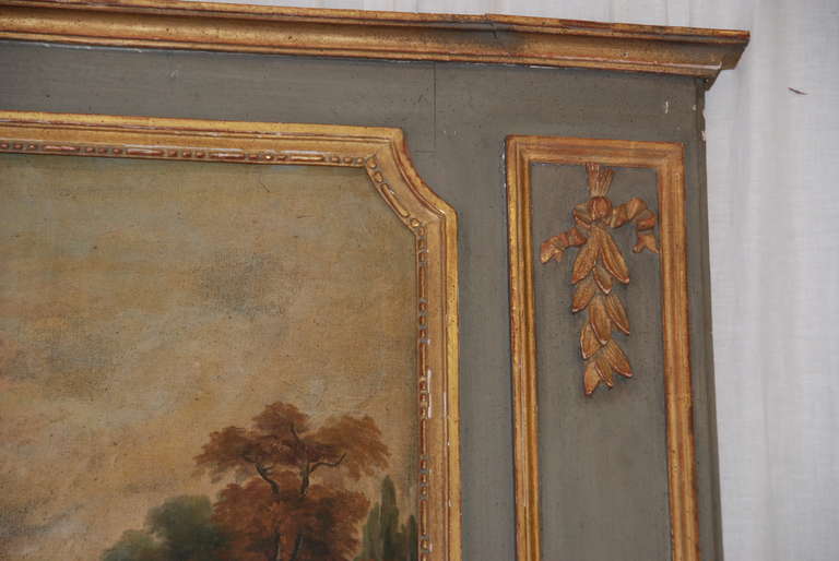 19th Century Painted French Trumeau In Good Condition In Encinitas, CA