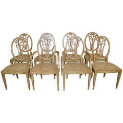 Set of Eight Vintage Italian Painted Chairs