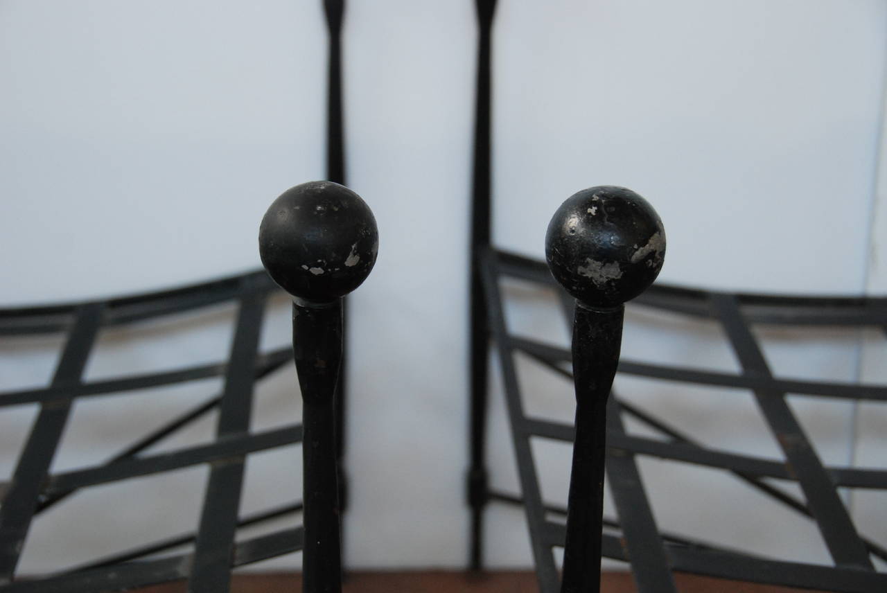 Pair of Mid Century John Good Iron Stools. Original aged finish