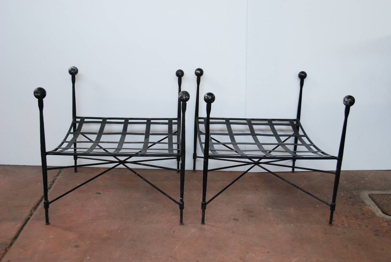 Mid-Century Modern Pair of Mid Century John Good Iron Stools
