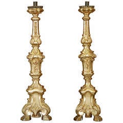 Pair of 19th Century Italian Gilded Candlesticks