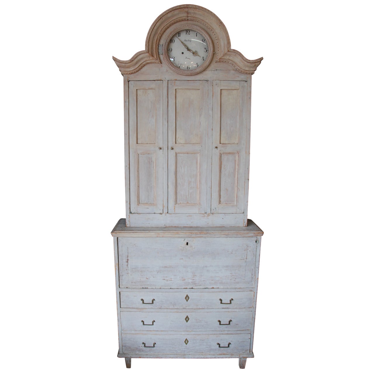 Swedish Rococo Clock Cupboard/Secretary