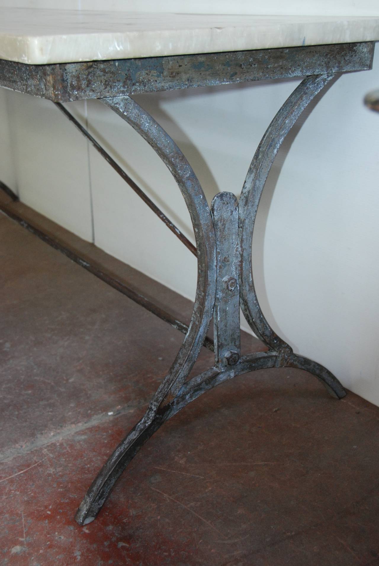 19th c.  Italian Iron Marble-Top Table In Good Condition In Encinitas, CA