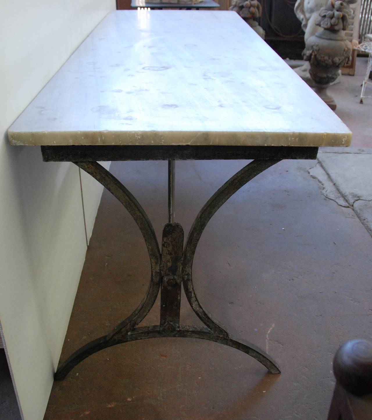 19th Century 19th c.  Italian Iron Marble-Top Table