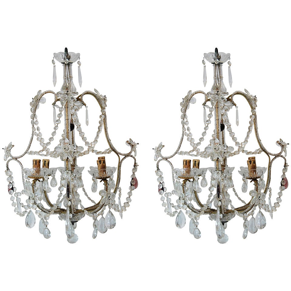 Pair of 19th Century Italian Crystal Chandeliers