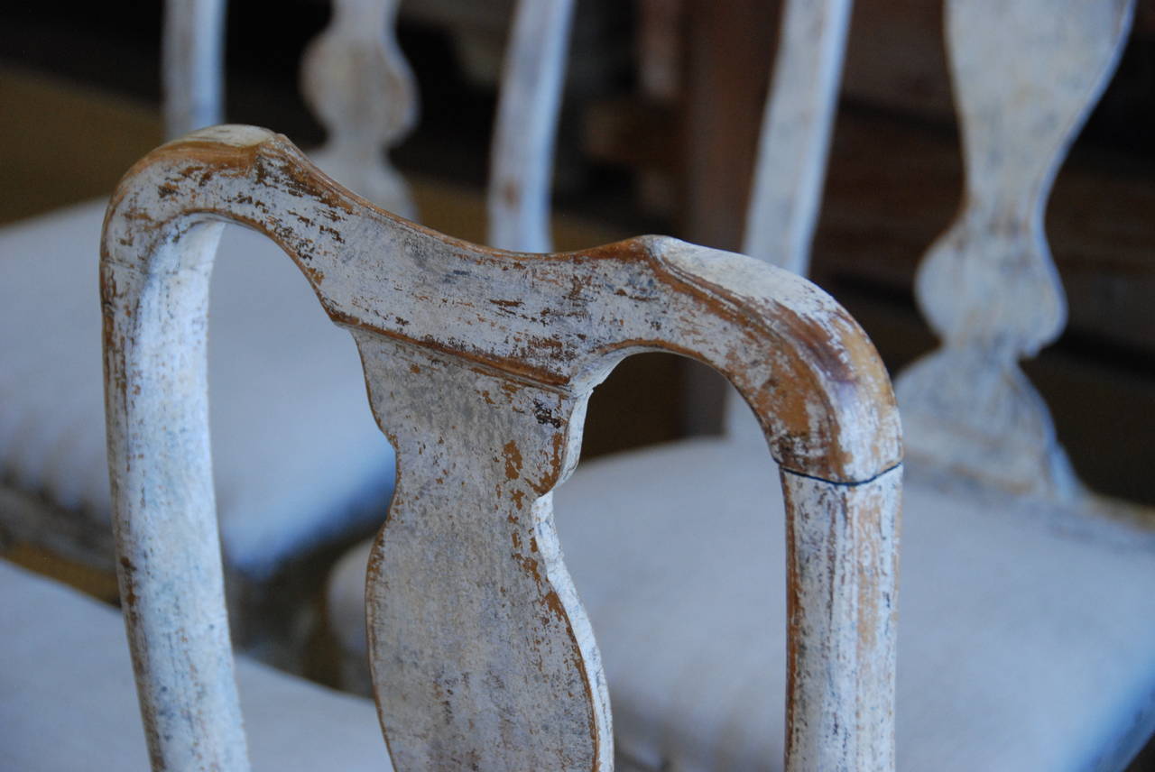 Wood Set of Eight Swedish Period Rococo Chairs