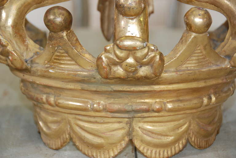 19th century Italian carved church crown. New bracket added to base.