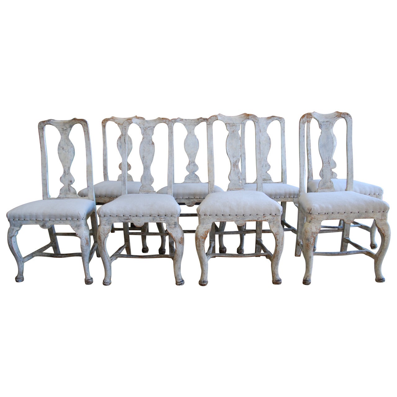 Set of Eight Swedish Period Rococo Chairs