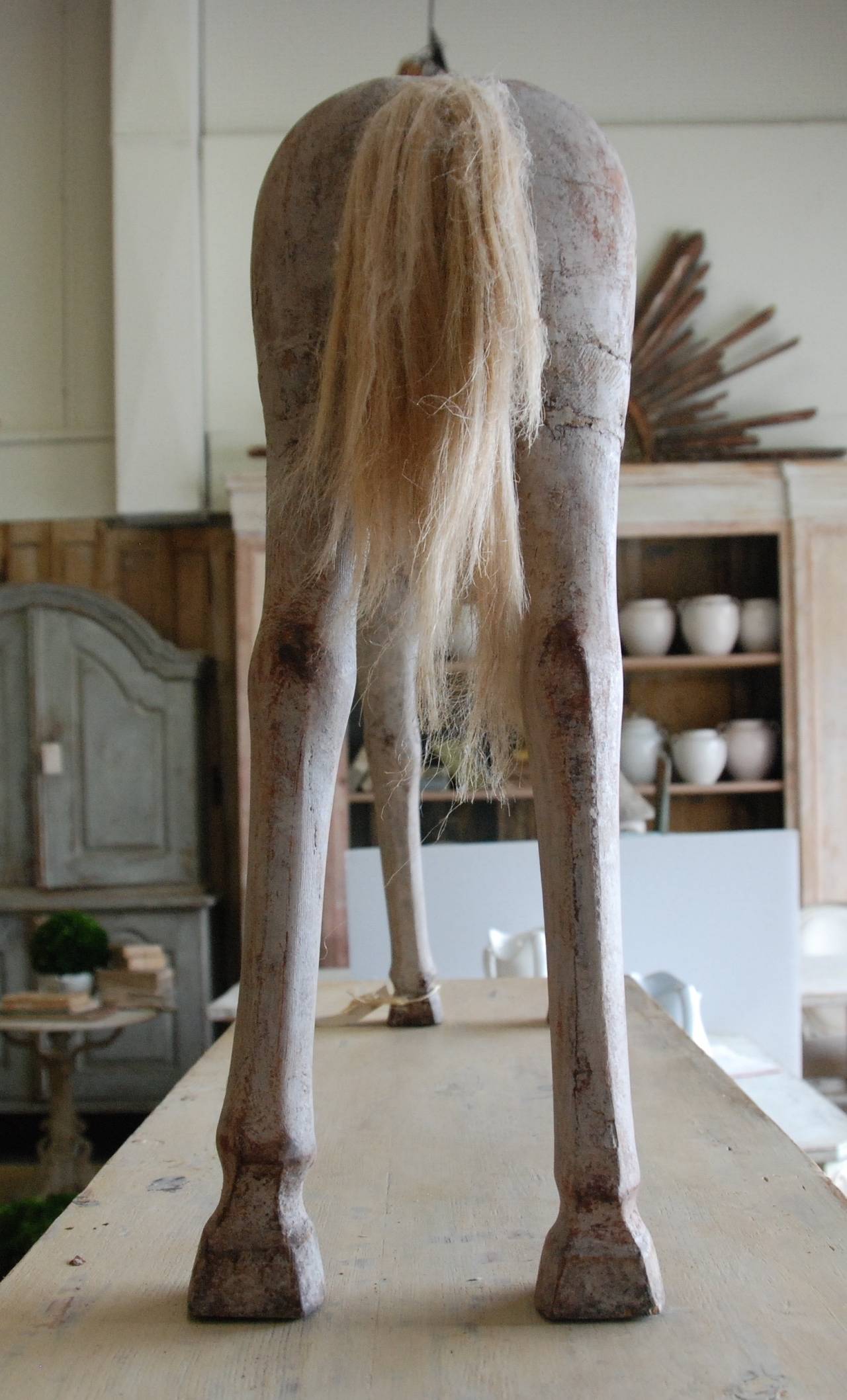 19th Century Swedish Wooden Horse In Good Condition In Encinitas, CA