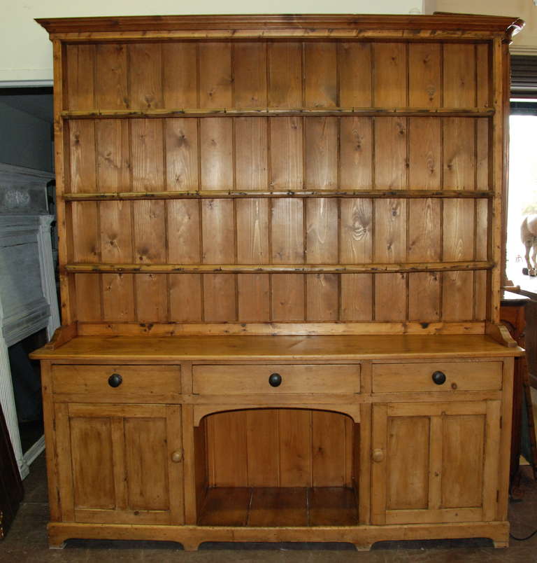 Lovely 19th century English Dog Kennel cupboard from Derbyshire, England. Beautiful aged patina. Wonderful plate rack with cup hooks. Backboards have been replaced