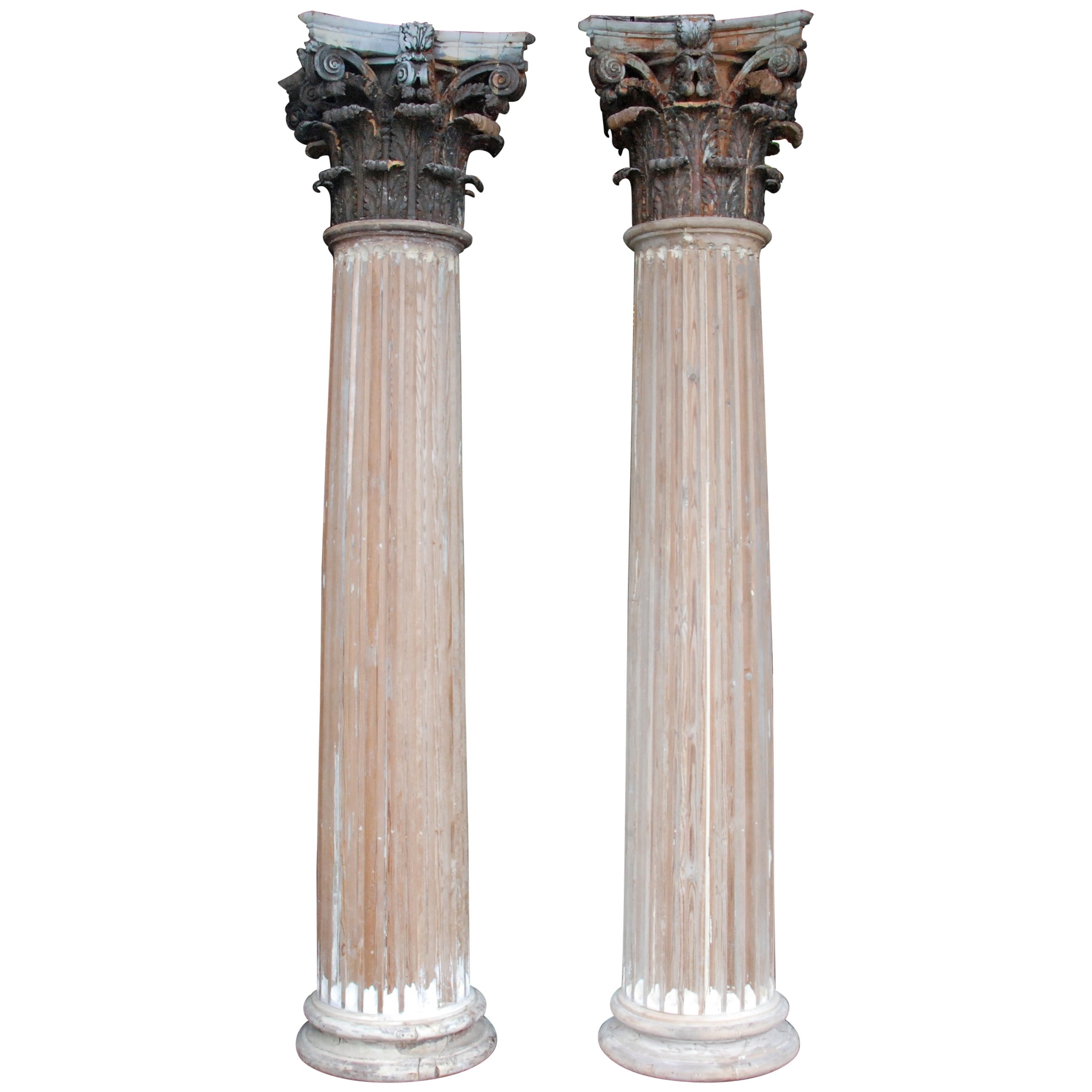 Pair of 19th Century Wood Columns