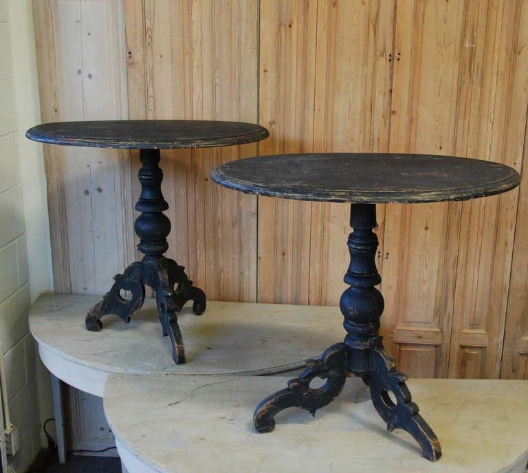 Pair of 19th Century Painted Swedish Scalloped Tables