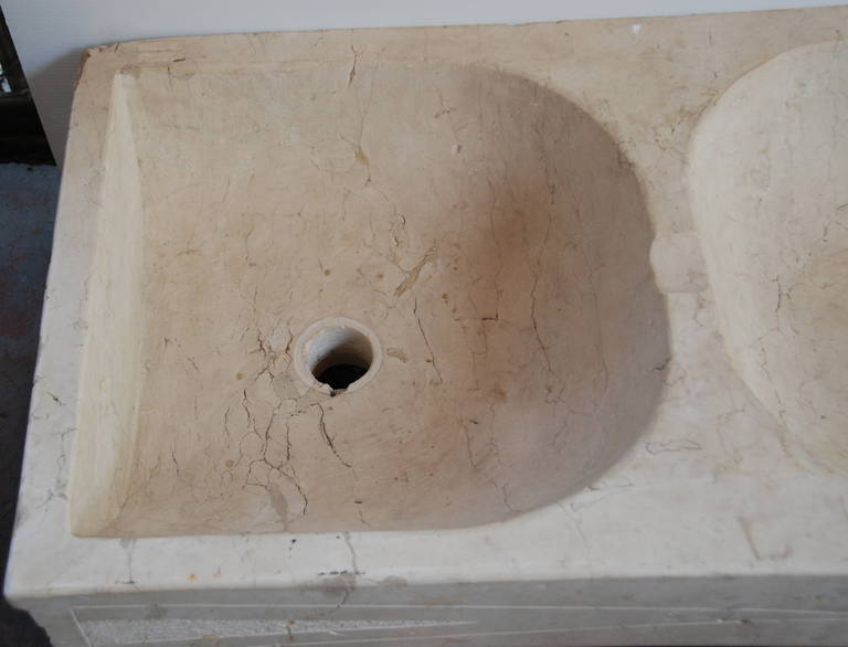 19th Century French Stone Double Sink