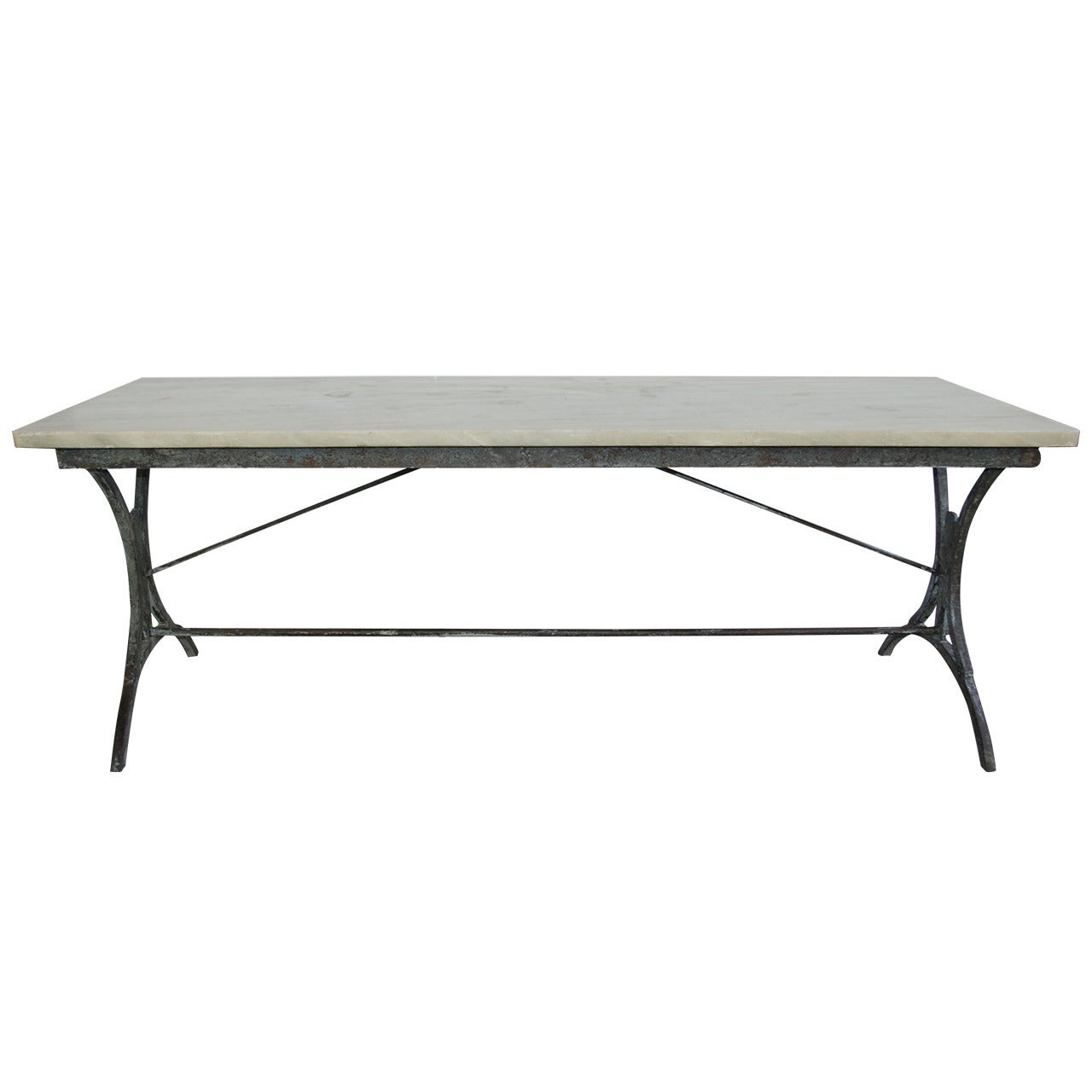 19th c.  Italian Iron Marble-Top Table