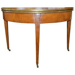 19th c. Walnut Demi Lune Game Table