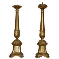 Pair of 19th Century Italian Gilded Church Sticks