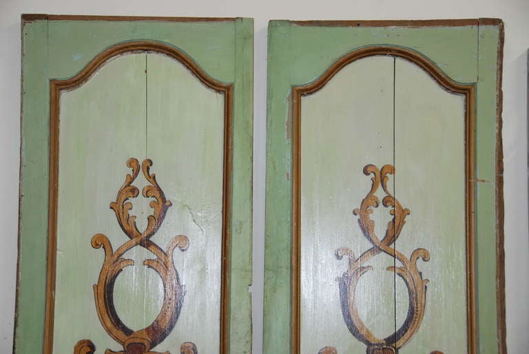 Pair of 19th c. Painted Walnut Boiserie Panels For Sale 2
