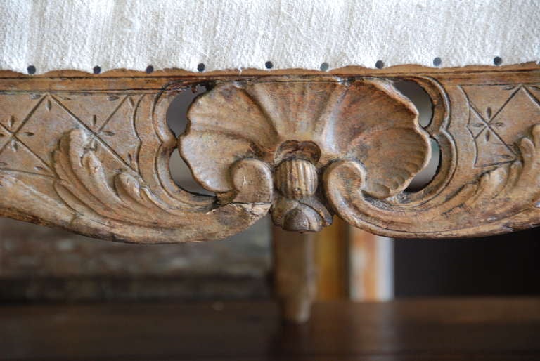 18th Century and Earlier Swedish Period Rococo Carved Footstool