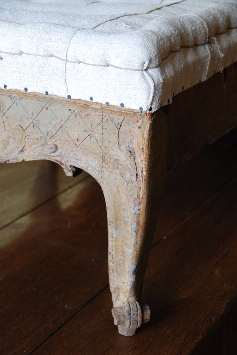 Pine Swedish Period Rococo Carved Footstool