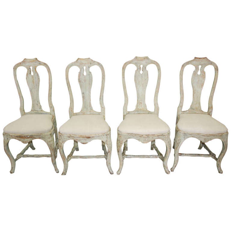 Set Of 4 Swedish Period Rococo Dining Chairs At 1stdibs