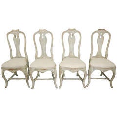 Antique Set of 4 Swedish Period Rococo Dining Chairs