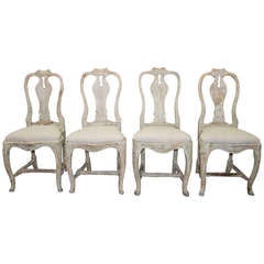 Antique Set of 4 Swedish Period Rococo Chairs