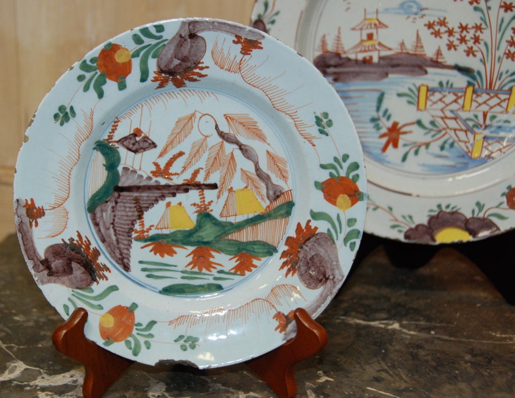 Set of 3 Polychrome Delft  Plates