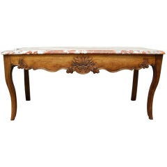 19th Century French Walnut Console Table with Marble Top