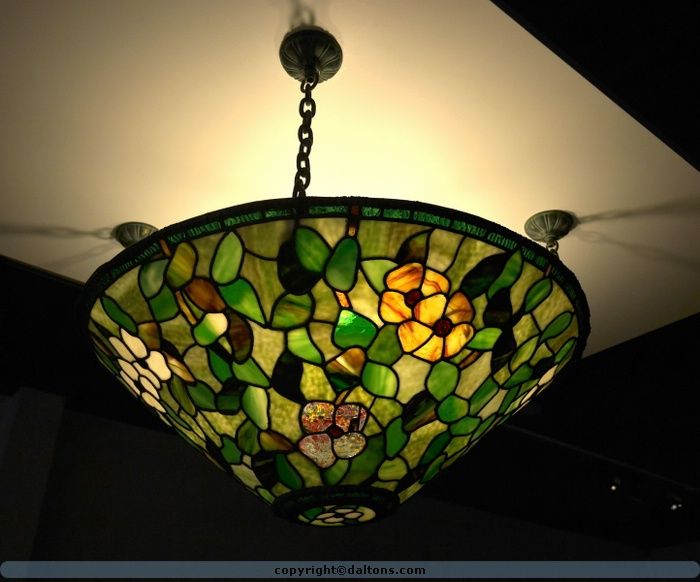 Large leaded glass inverted dome fixture
