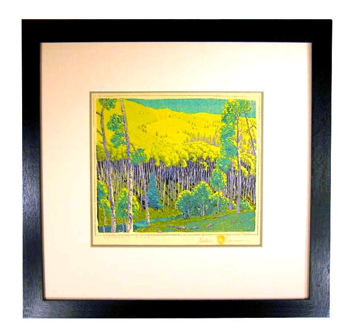 Color woodblock print by Gustave Baumann For Sale