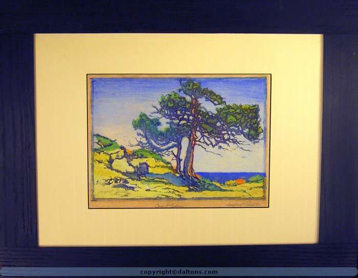 Margaret Jordan Patterson color woodblock print. A wonderfully bold image. The ink is laid down quite thick making the depth of this image endless. Titled 