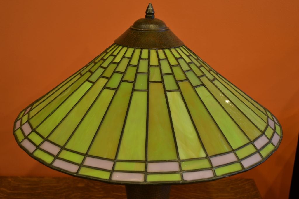 20th Century Leaded Glass Lamp by Roycroft Shops For Sale