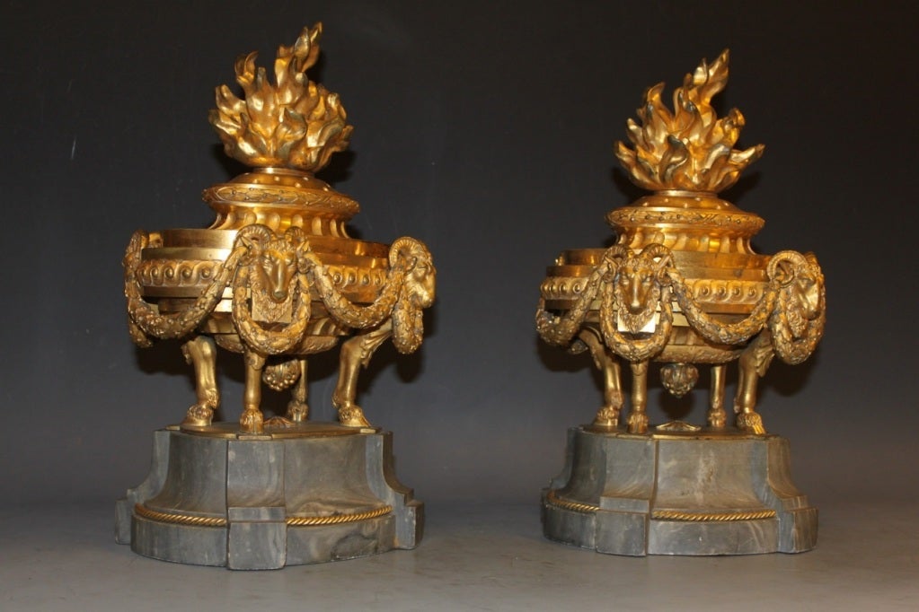 Pair of Antique French Louis XVI Doré Bronze Atheniennes/ornaments