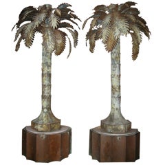Antique French Wall Appliques Palm Trees on Brass Bases