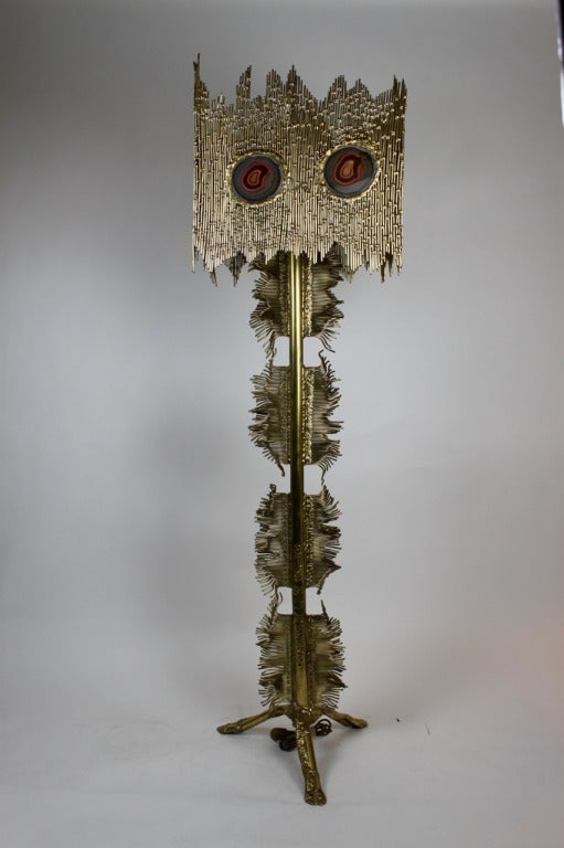 Ormolu Rare French Doré Bronze and Agate Floor Lamp For Sale