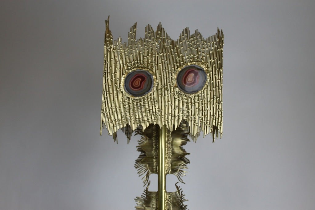 Rare French Doré Bronze and Agate Floor Lamp For Sale 1