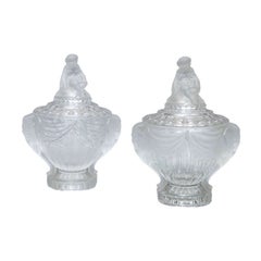 Pair of Signed Orientalist Baccarat Candy Covered Compotes with Elephant Handles