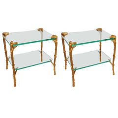 Pair of Art Deco Bronze and Glass Side Tables or Coffee Tables by P. E. Guerin 3