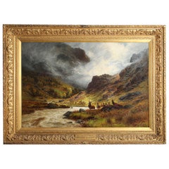 Antique Charles Stuart "Their Mountain Home" Oil on Canvas, Signed, 1895-1897