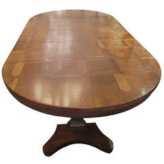 Very Long Magnificent Walnut Parquetry Oval Table