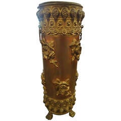 Memorable Antique Copper and Brass Ornate Umbrella Stand