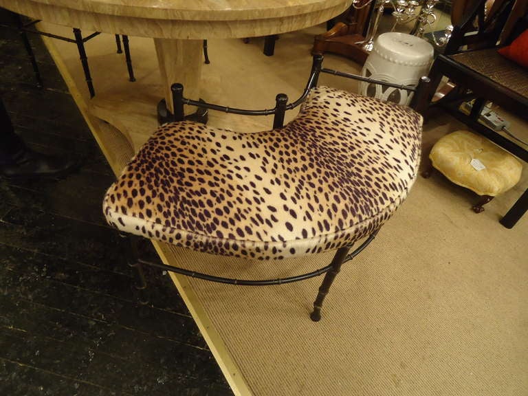 Unknown Pair of Faux Bamboo and Animal Print Crescent Shaped Benches