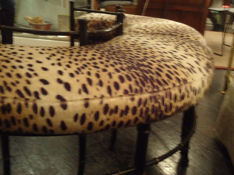 Pair of Faux Bamboo and Animal Print Crescent Shaped Benches 1
